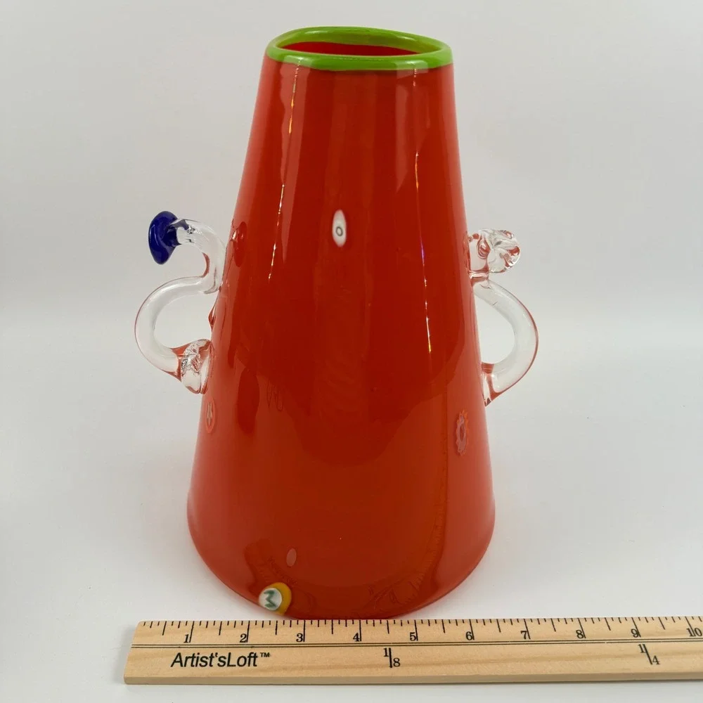 Mitchell Gaudet Studio Inferno Art Glass Vase Signed 1997 Memphis Hand Blown